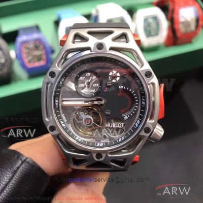 Perfect Replica Hublot Novelties Techframe Ferrari Tourbillon Chronograph 45mm Titanium Watch 408.NI.0123